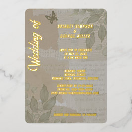 Vintages bohisches Hochzeitgold Folieneinladung