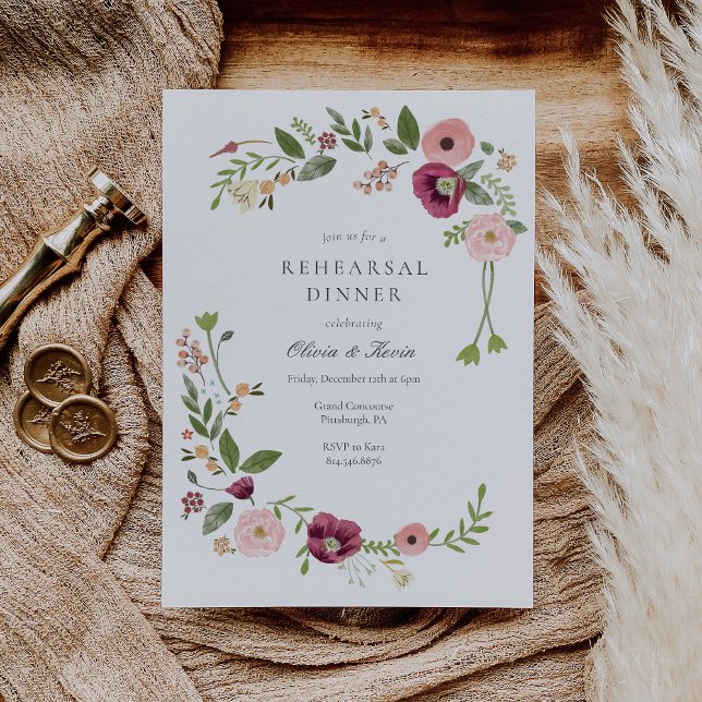 Vintages Boho Floral Hochzeit Probe Dinner Einladung (Von Creator hochgeladen)