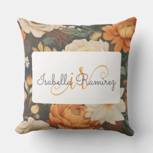 Vintages Boho-Floral-Muster mit Name und Monogramm Kissen