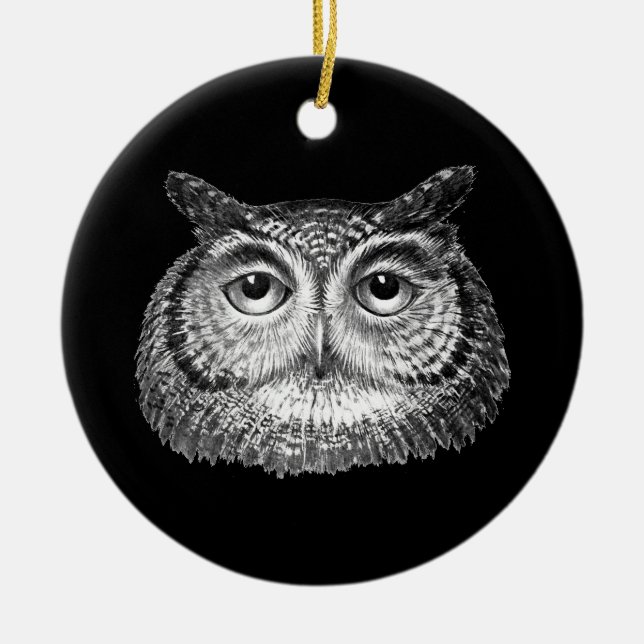 Vintages Boho Owl Design Keramik Ornament (Vorne)
