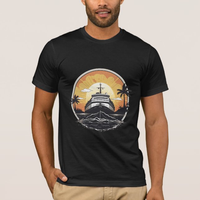 Vintages Boot bei Sunset T - Shirt (Vorderseite)