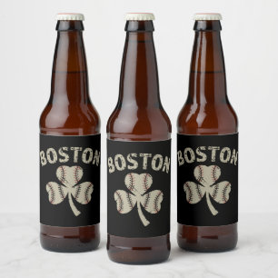 Vintages Boston St Patrick's Day Irish Kleeblatt Bierflaschenetikett