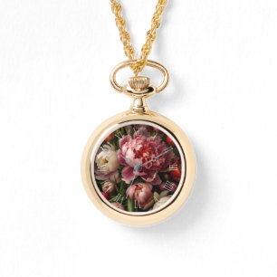 Vintages Botanisches Blumengestein Armbanduhr