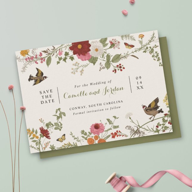 Vintages botanisches Floral Save the Date (Von Creator hochgeladen)