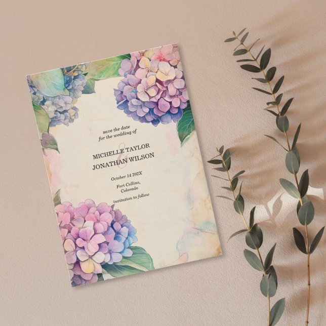 Vintages botanisches Floral Save the Date Einladung (vintage hortensia save the date)