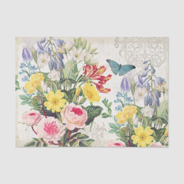 Vintages botanisches Gewebepapier Seidenpapier (Vorderseite)