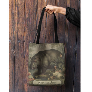 Vintages botanisches Hippo, anpassbar Tasche