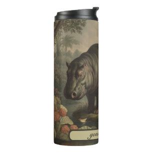 Vintages botanisches Hippo, anpassbar Thermosbecher