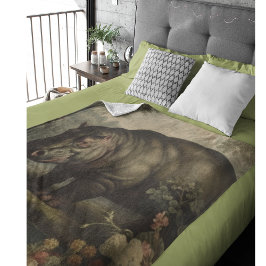 Vintages botanisches Hippo Fleecedecke