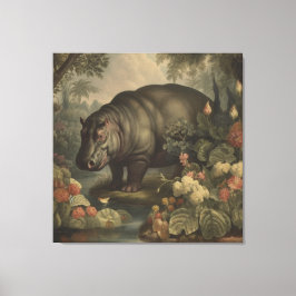 Vintages botanisches Hippo Leinwanddruck