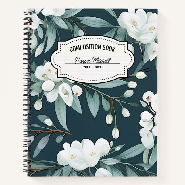 Vintages botanisches KompositionsNotebook Notizbuch (Vorderseite)