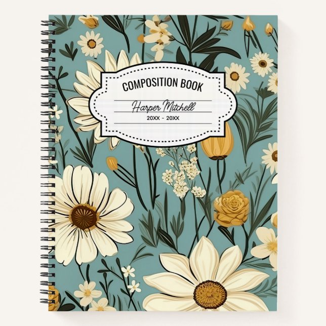 Vintages botanisches KompositionsNotebook Notizbuch (Vorderseite)