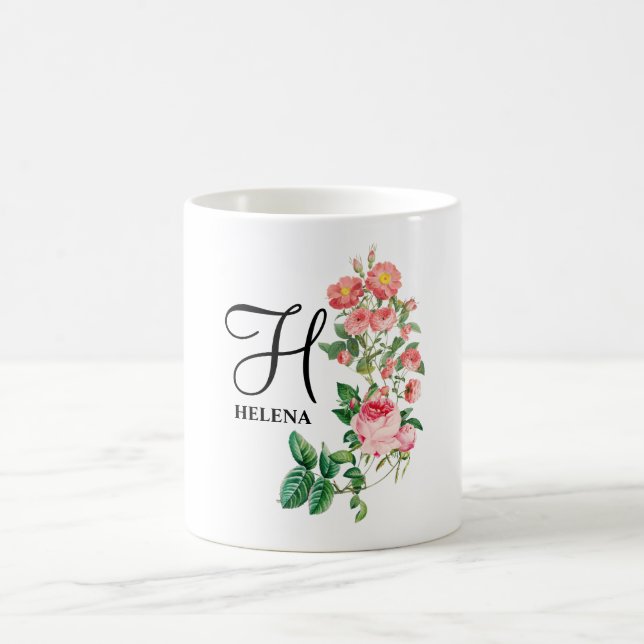 Vintages botanisches Monogramm Kaffeetasse (Mittel)