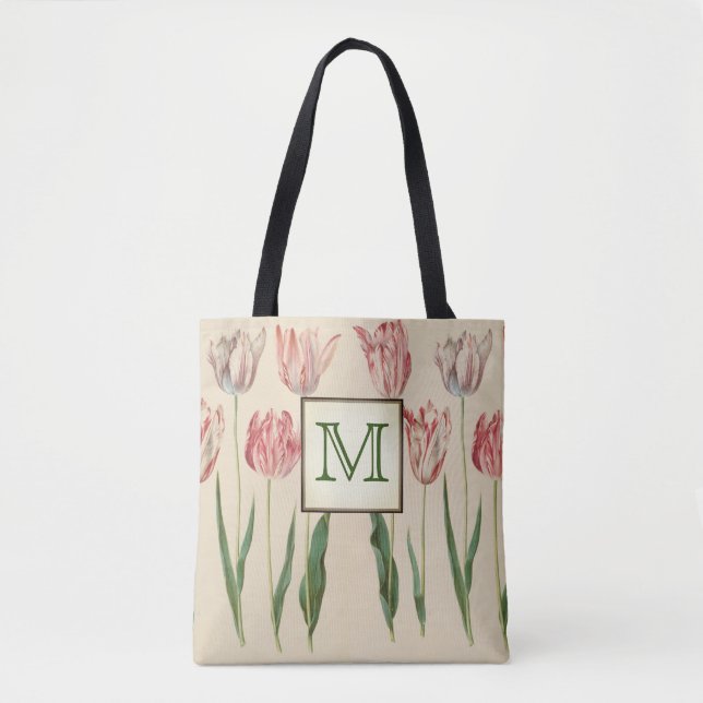 Vintages botanisches Monogramm Tasche (Vorderseite)