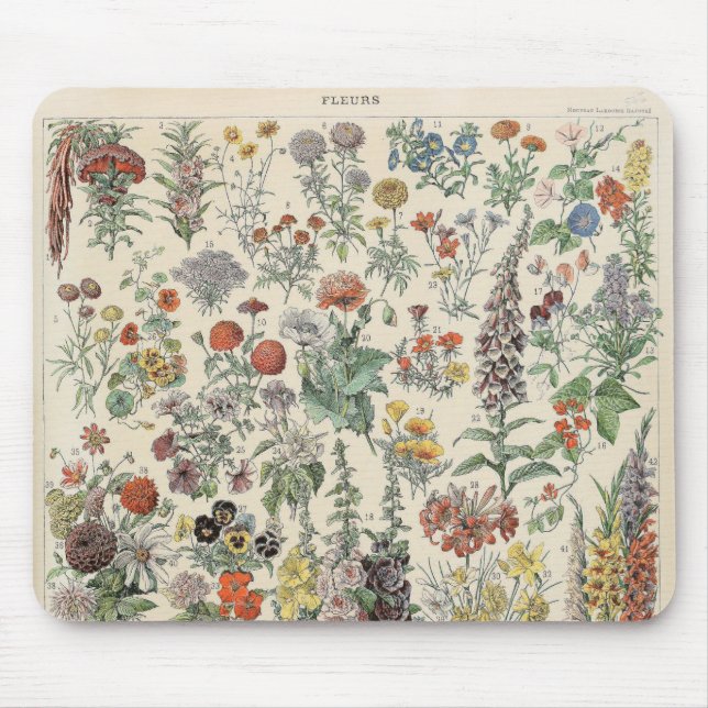 Vintages botanisches Muster Mousepad (Vorne)