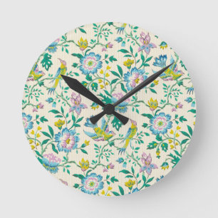 Vintages botanisches Muster Runde Wanduhr