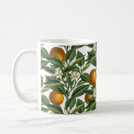 Vintages botanisches Orange Fruchtblossom Muster Kaffeetasse
