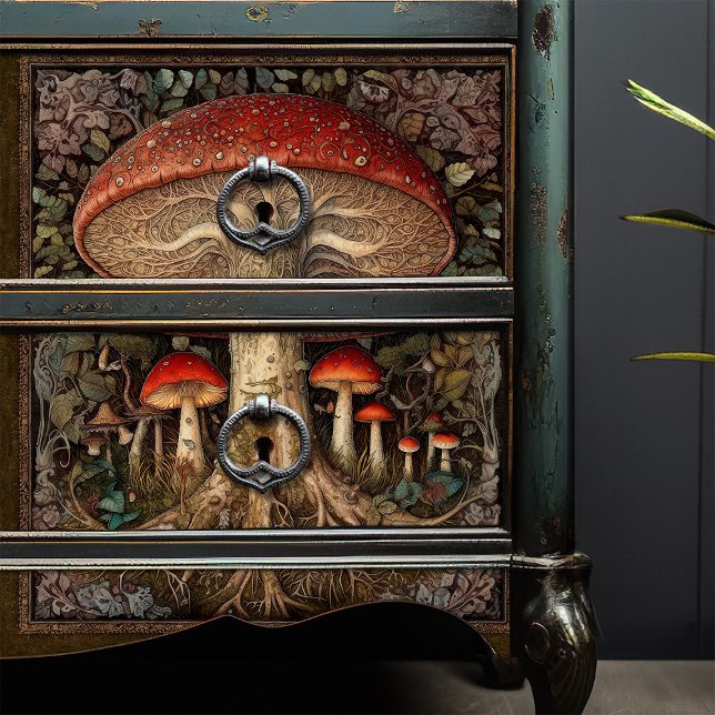 Vintages Botanisches Rotes Pilz Entdeckungsreise z Seidenpapier (Von Creator hochgeladen)