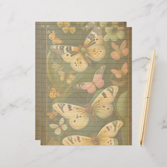 Vintages Botanisches Schmetterlingsbuch (Vorderseite/Rückseite Beispiel)