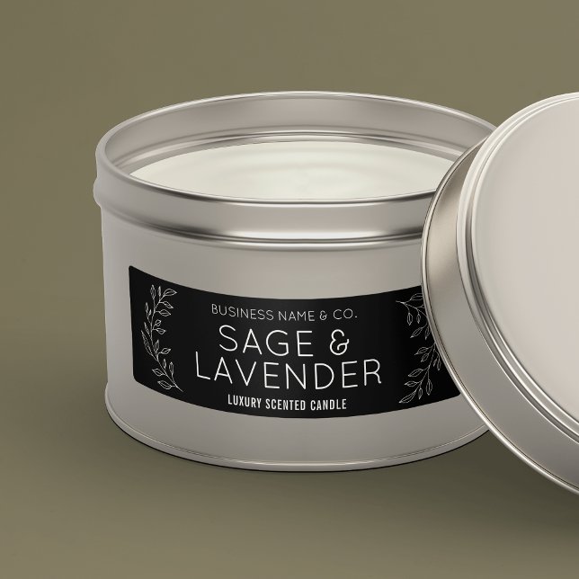 Vintages botanisches Schwarz-Weiß-Etikett Etiketten (Minimalist floral rectangle product label perfect - Use it horizontally or vertically)