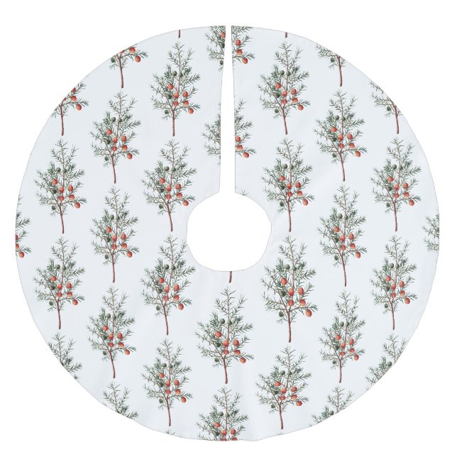 Vintages botanisches Weihnachtsmuster Polyester Weihnachtsbaumdecke (Vorderseite)