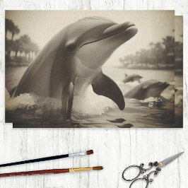 Vintages Bottlenose Dolphin Foto Decoupage Seidenpapier