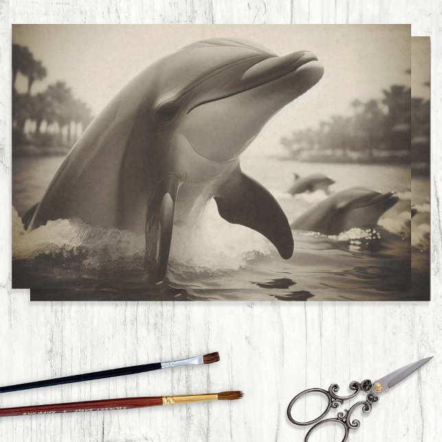 Vintages Bottlenose Dolphin Foto Decoupage Seidenpapier (Von Creator hochgeladen)