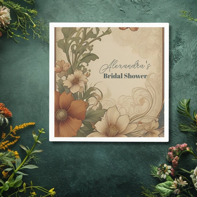 Vintages Bougainvillea Jugendstil-Brautparty Serviette (Von Creator hochgeladen)