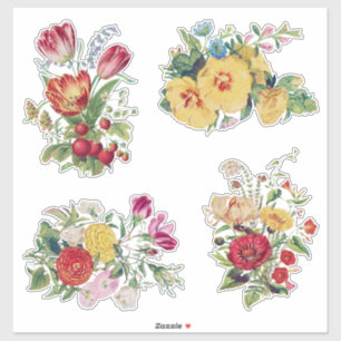 Vintages Bouquets-Aufkleber-Set Aufkleber