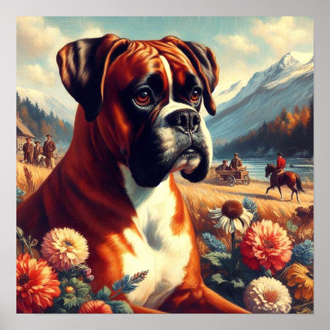 Vintages Boxer-Hundbild Poster (Vorne)