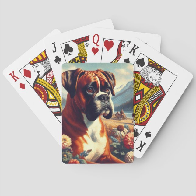 Vintages Boxer-Hundbild Spielkarten (Rückseite)