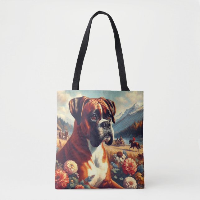 Vintages Boxer-Hundbild Tasche (Vorderseite)