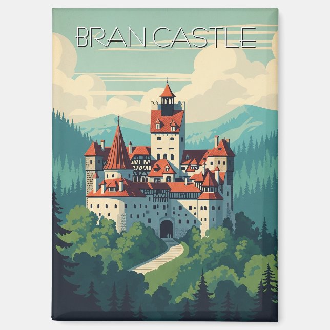 Vintages Bran Castle Rumänien Magnet (Vorderseite)