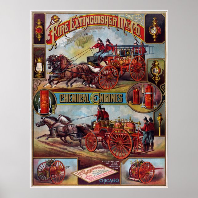 Vintages Brandbekämpfungspaket Poster (Vorne)