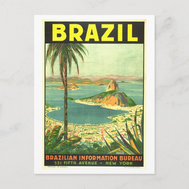 Vintages Brasilien Reiseplakat Postkarte (Vorderseite)