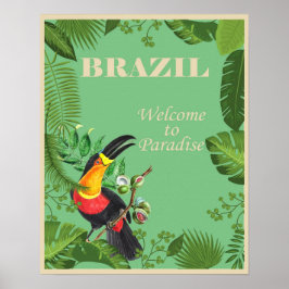 Vintages Brasilien Toucan Bird of Paradise Travel Poster