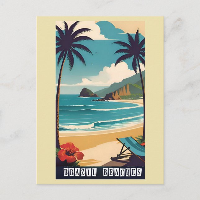 Vintages Brasilien Tropical Beach Travel Postkarte (Vorderseite)