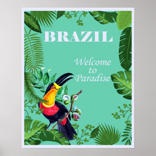 Vintages Brasilien Willkommen bei Paradise Travel Poster (Vorne)