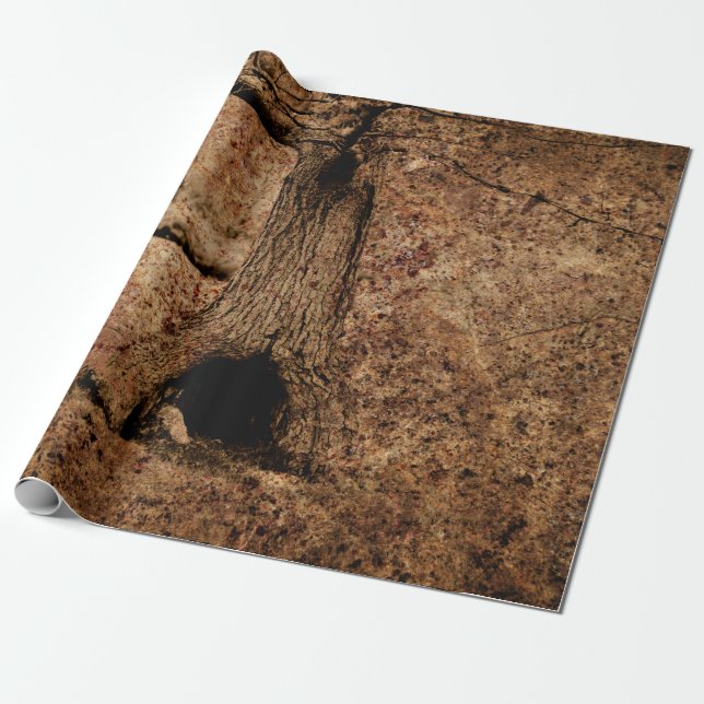 Vintages braunes Land Rustikale Grunge Baumstruktu Geschenkpapier (Ungerollt)