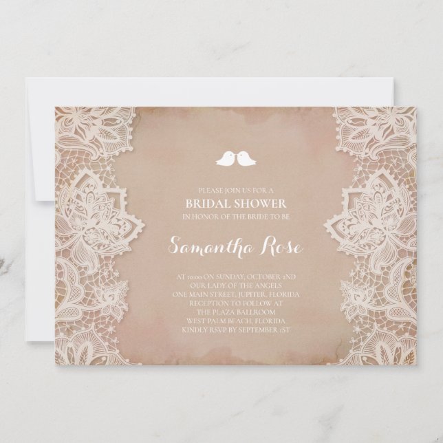 Vintages Brautparty in rosa Einladung (Vorderseite)