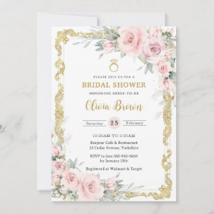 Vintages Brautparty mit blindfarbenem Rosa Einladung