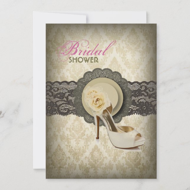 Vintages Brautparty mit Blumendach Einladung (Vorderseite)