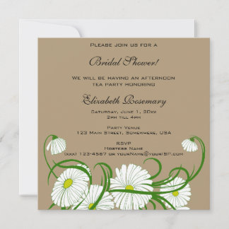 Vintages Brautparty, White Gerber Daisy Blume Einladung