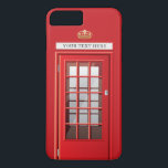Vintages britisches rotes iPhone 8 plus/7 plus hülle<br><div class="desc">Vintages britisches rotes Telefonzelle-Gewohnheits-Monogramm</div>