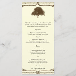 Vintages Brown Oak Tree on Cream Wedding Menu Menükarte