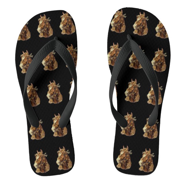 VINTAGES BROWN-PFERDbreite Bügel-Purzelbaum-Zapfen Flip Flops (Fußbett)