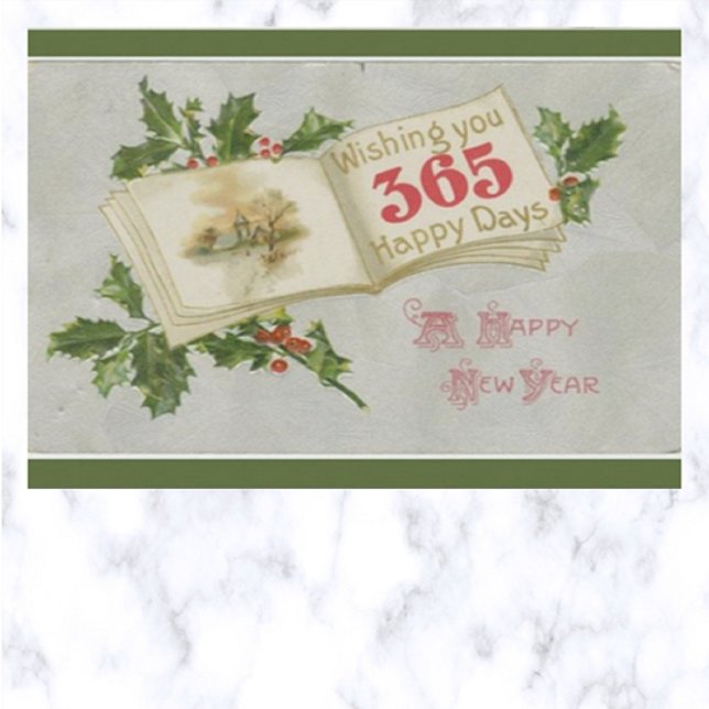 Vintages Buch mit Neujahrsgruß für 365 Tage Postkarte (Von Creator hochgeladen)