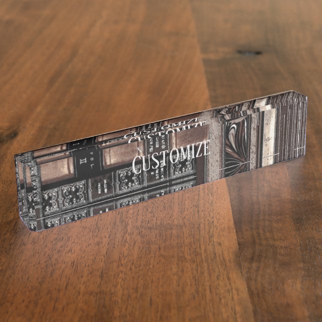 Vintages Buch-Regal Namensplakette (Seite)