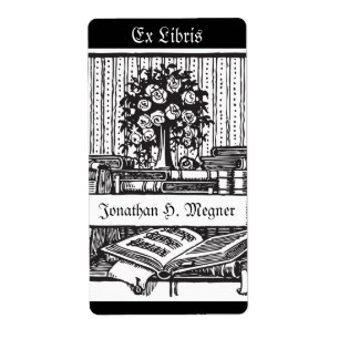 Vintages Buchzeichen, Baum, Bücher