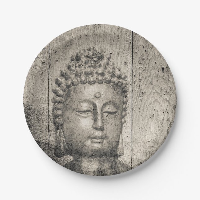 Vintages Buddha-Yoga Pappteller (Vorderseite)